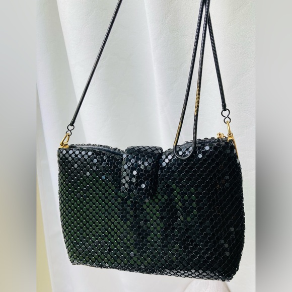 Evening Bag/ Black Metal Mesh / Snap Closure - Picture 5 of 8